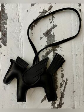 Black Leather Pegasus Bag Charm